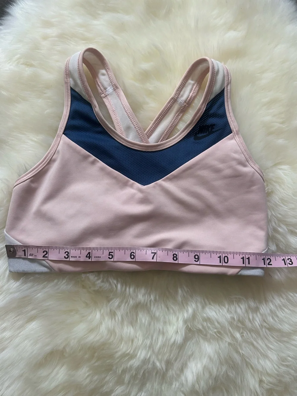 Nike Pink & Navy Colorblock Racerback Medium Support Sports Bra Small